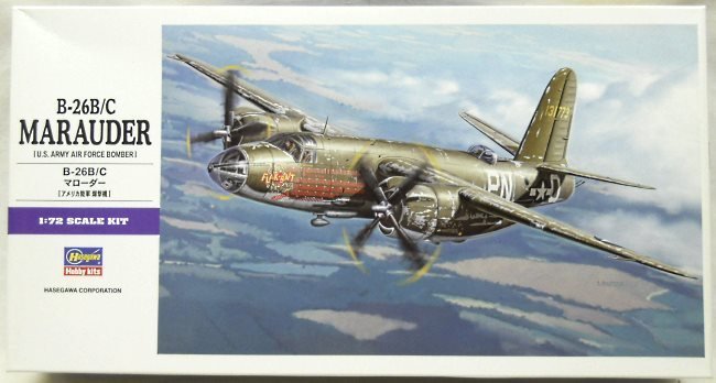 Hasegawa 1/72 Martin B-26 B/C - 'Flak Bait' 449th BS 322 BG Belgium 1945 / 'Miss Manchester' 441st BS 320th BG Italy 1944 / 'Barracuda' 495th BS 344 BG France 1944 - (B-26B/C), E26 plastic model kit